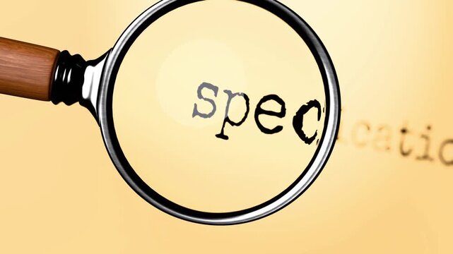 Specification under close examination. Focusing on Specification, analyzing it, taking a closer look. Concentrating on Specification, reviewing it, searching for answers
