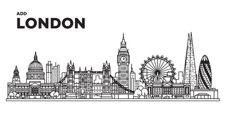 Fototapeta premium London Skyline Line Art Illustration Vector Graphic