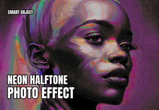 Neon Halftone Photo Effect Template