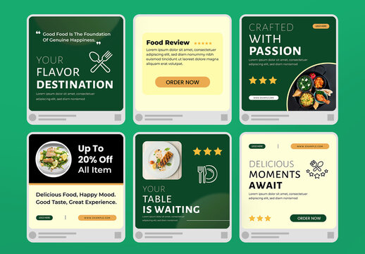 Restaurant Food Promotion Post Template Set