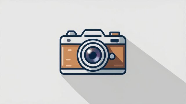 Animated Camera Icon with Long Shadow Graphic