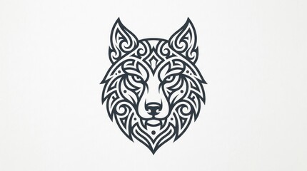 Fototapeta premium Intricate Tribal Wolf Head Line Art Illustration.