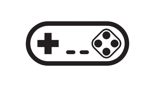 Vintage gaming controller with directional pad and action buttons vector silhouette icon