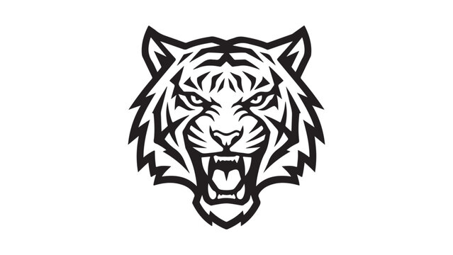 Fierce tiger head mascot silhouette vector illustration icon
