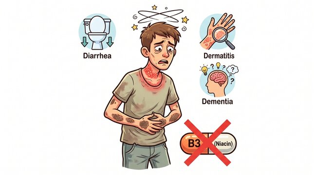 Cartoon Illustration of Pellagra