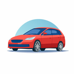 Obraz premium Red Hatchback Car Illustration