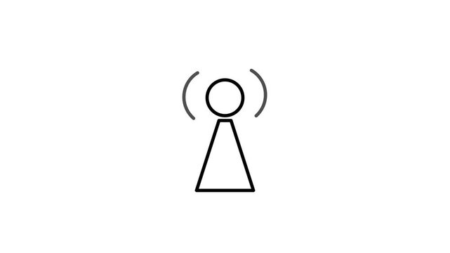 Tower with network signal liner symbol icon animation. 4k stock video
