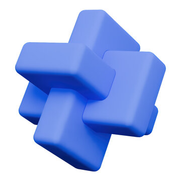 Threedimensional geometric blue abstract shape composed of intersecting cubes forming a modern artistic design transparent background