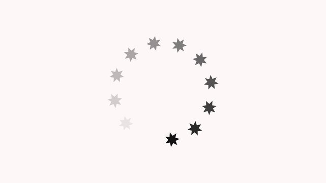 Circular loading indicator with grey stars on a light background progress waiting