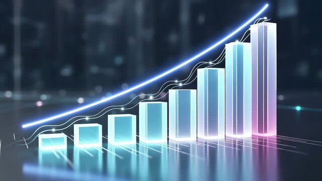 3d bar chart showing business growth and financial success
