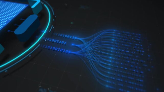 AI Digital Core Processing Secure Data Flow System Visualization Motion Design Seamless Loop