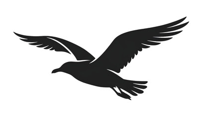 Fototapeta premium Flying seagull silhouette editable vector isolated on white background