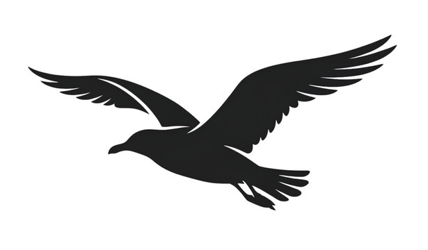 Flying seagull silhouette editable vector isolated on white background