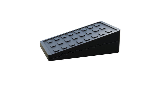 Black rubber wheel chock ramps isolated on white background