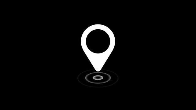 map pin icon animation simple flat, Animated white GPS location pointer and locator icon on transparent background with alpha channel. Appearing sign to indicate route and location on maps, with 4k.