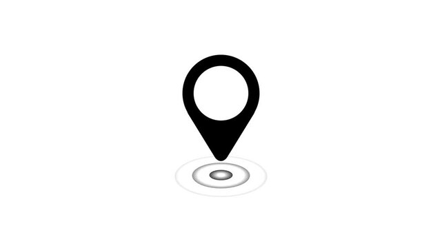 map pin icon animation simple flat, Animated white GPS location pointer and locator icon on transparent background with alpha channel. Appearing sign to indicate route and location on maps,with video.