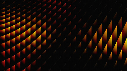 A solid black background with geometric elements in warm colors like red, orange, and golden yellow. This high contrast creates a sharp and striking visual effect. © Mifta