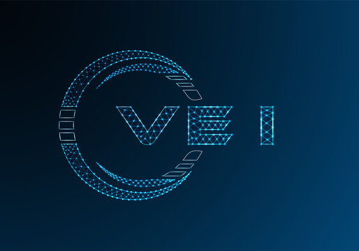VEI low poly letter logo vector design. VEI lower poly logo design. Low poly logo.