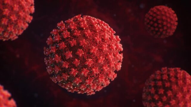 4K 3D Hantavirus Animation Realistic Viral Particles Floating in Bloodstream, Medical Microscopic Infection Visualization Background