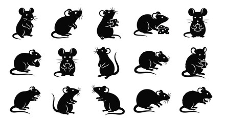 Fototapeta premium mouse silhouettes in various poses on white background high quality professional