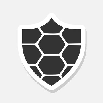 Turtle Shield logo sticker isolated on gray background