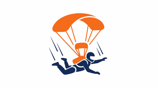 Dynamic Skydiving Parachutist Sport Vector Graphic Icon