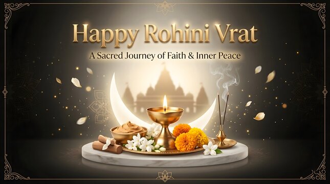 Rohini vrat celebration with traditional puja items on marble plate