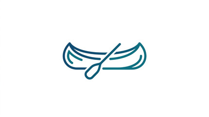 Canoe and Paddle Line Art Icon. © Mirong