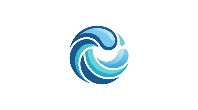 Abstract blue wave logo design concept.