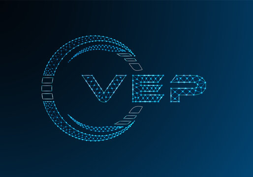 VEP low poly letter logo vector design. VEP lower poly logo design. Low poly logo.