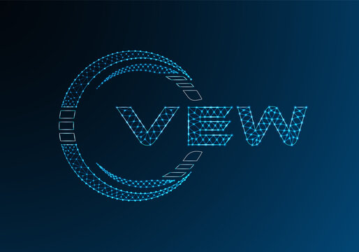 VEW low poly letter logo vector design. VEW lower poly logo design. Low poly logo.