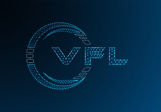 VFL low poly letter logo vector design. VFL lower poly logo design. Low poly logo.