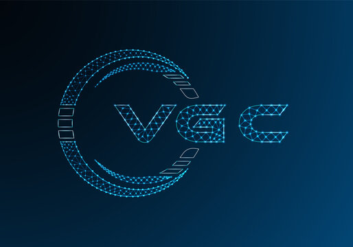 VGC low poly letter logo vector design. VGC lower poly logo design. Low poly logo.