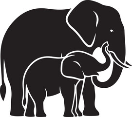 Black elephant, mother elephant, baby elephant, family animal icons, vector graphics © Vector Hause