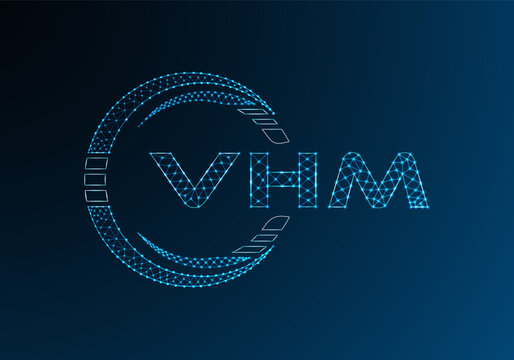VHM low poly letter logo vector design. VHM lower poly logo design. Low poly logo.