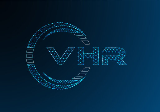 VHR low poly letter logo vector design. VHR lower poly logo design. Low poly logo.