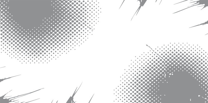 Vector illustration of a woman silhouette featuring a seamless halftone dot pattern and grunge texture design on a black background