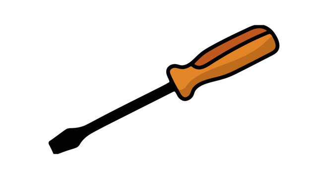 Illustration of a flathead screwdriver with an orange and black handle