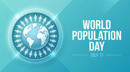 Fototapeta premium World Population Day Global Awareness Banner with Human Unity and International Community Theme