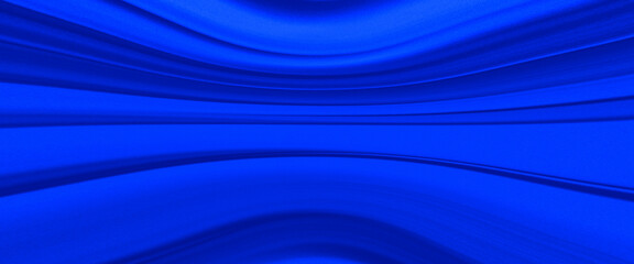 Naklejka premium Illustration of a panoramic stage or three-dimensional (3D) studio with symmetrical horizontal curved lines stretching in blue gradient background semi-matte texture