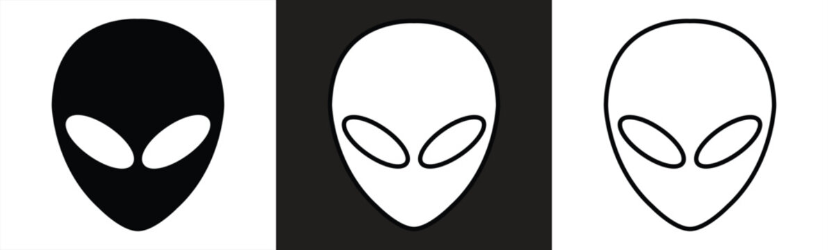 Extraterrestrial alien face or head symbol icon for apps and websites. vector illustration