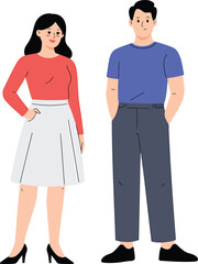 Obraz premium Man and woman standing vector illustration