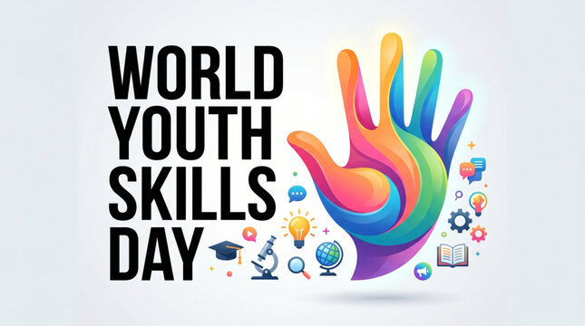 World Youth Skills Day Creative Learning Banner with Innovation Education and Youth Empowerment