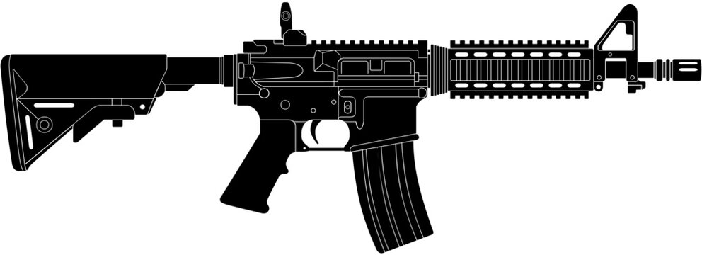 M4A4 Rifle Silhouette Vector Illustration