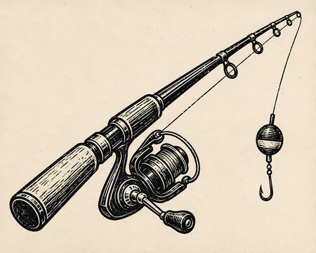 fishing pole clip art vintage 