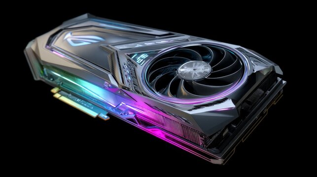 Futuristic high performance gaming graphics card with advanced gpu architecture and vibrant rgb lighting designed for ultra smooth high resolution gaming and professional workstation rendering perform