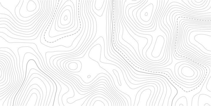 The black grey on white contours vector topography stylized height of the lines.Mountain hiking trail over terrain. Contour background geographic grid. Map vector terrain Illustration. 
