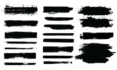 Brush line set.Vector calligraphy paint strokes.Vintage Chinese brushstrokes collection.Straight long hand drawn stripes vector sketch.Abstract black ink grungy lines, borders, emphasis underlines.png © D.SIGN.R