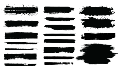 Fototapete Aquarell Brush line set.Vector calligraphy paint strokes.Vintage Chinese brushstrokes collection.Straight long hand drawn stripes vector sketch.Abstract black ink grungy lines, borders, emphasis underlines.png  © D.SIGN.R