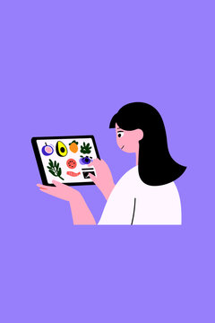 Customized Diet Plan Icons on a Digital Tablet Interface